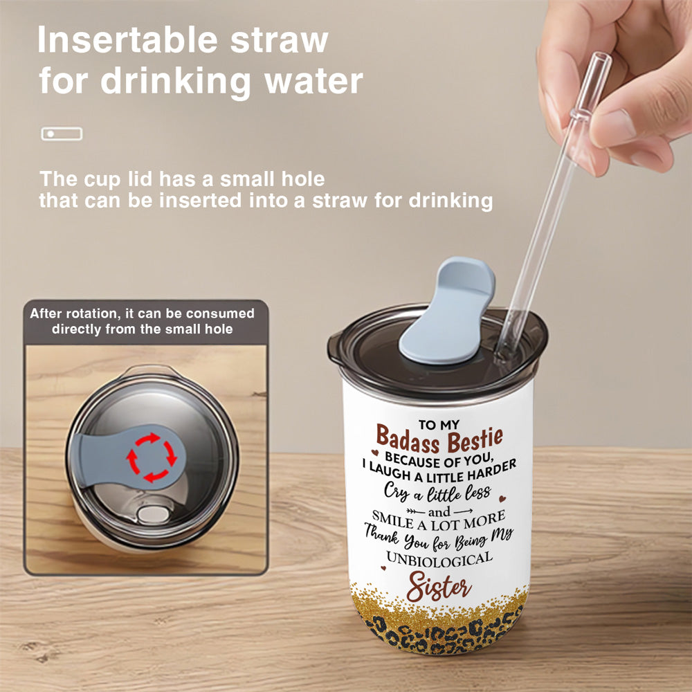 Because Of You I Laugh A Little Harder - Personalized Custom 10oz Tumbler