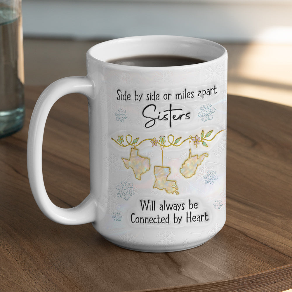 Sisters Always Connected By Heart - Personalized Custom 3D Inflated Effect Mug