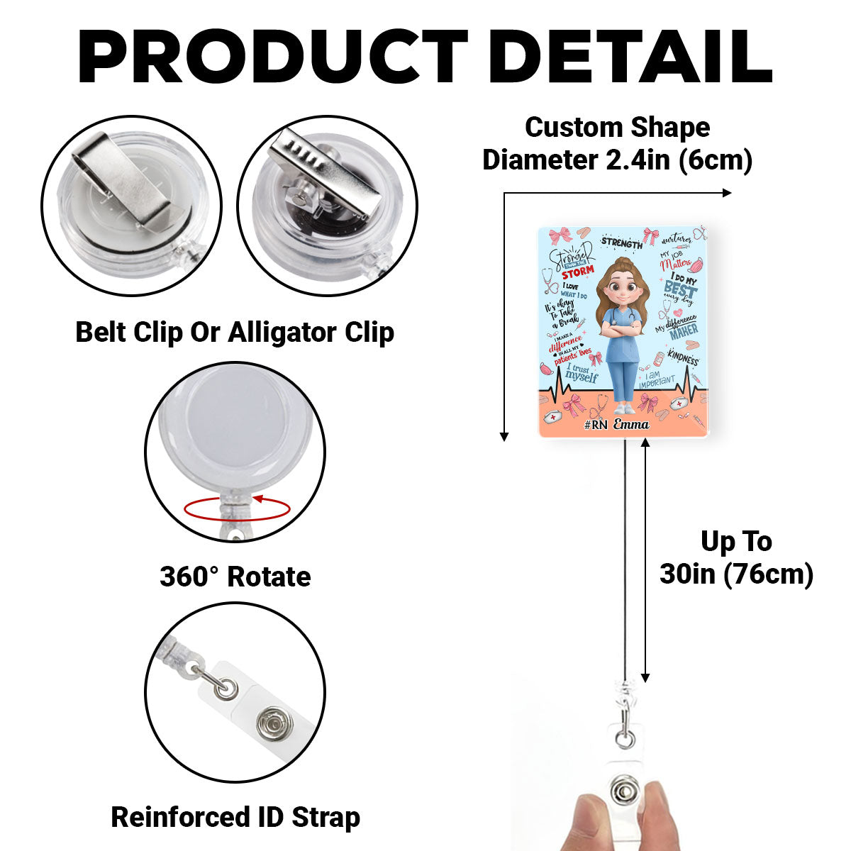 Nurse Doctor Daily Affirmations - Personalized Custom Acrylic Badge Reel