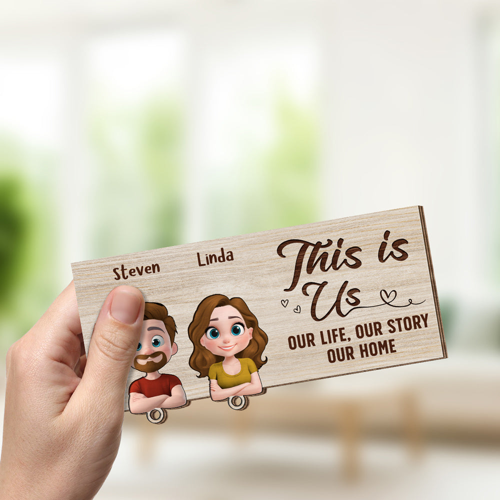This Is Us - Personalized Custom Wooden Key Holder With Keychain