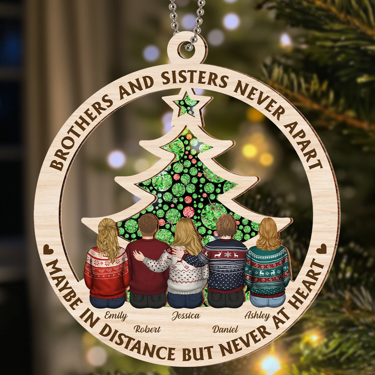 Brothers And Sisters Never Apart - Personalized Custom Suncatcher Ornament