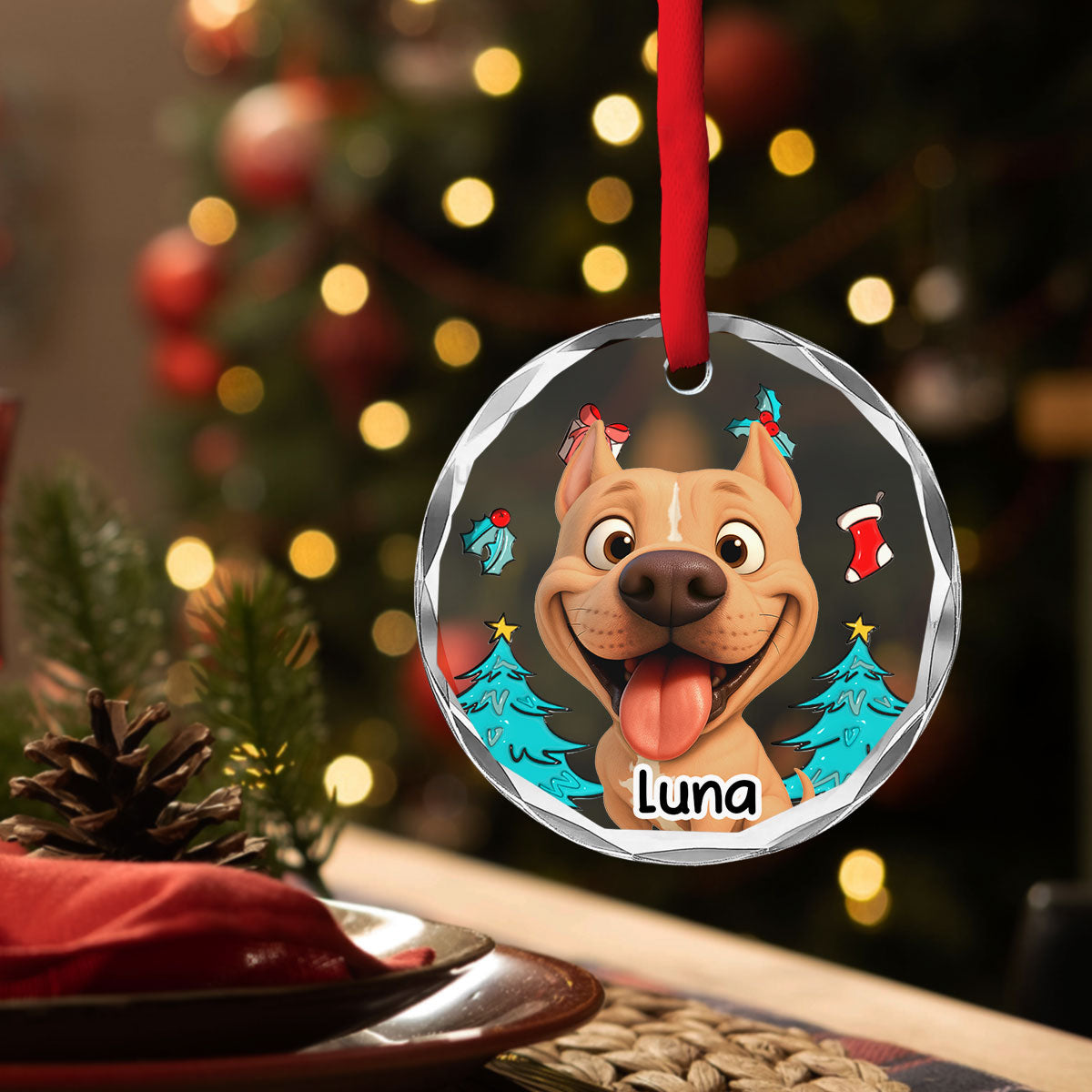 Santa Is Coming - Personalized Custom 3D Inflated Effect Glass Ornament