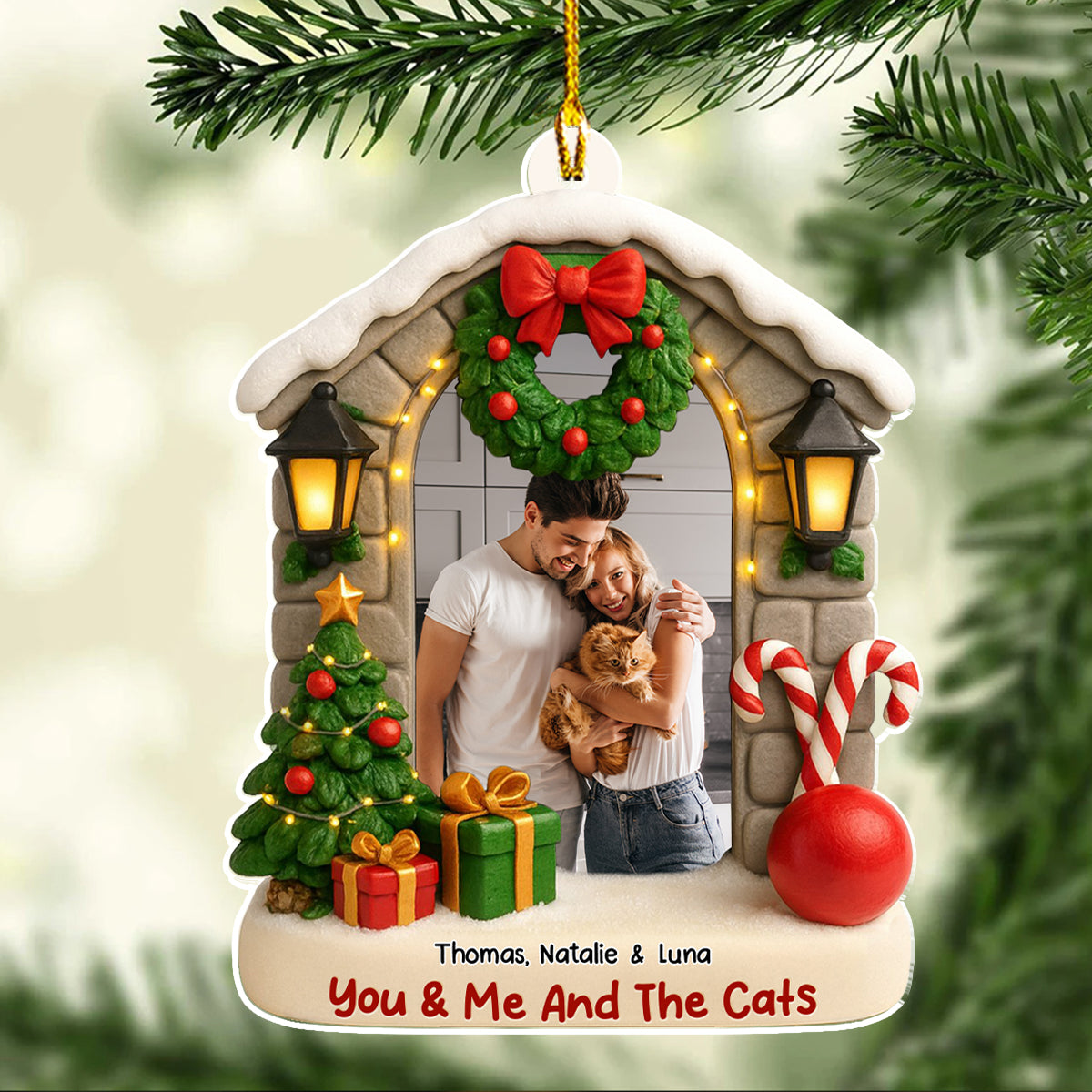 Bond Of Cat Love Photo - Personalized Custom 3D Effect Acrylic Ornament
