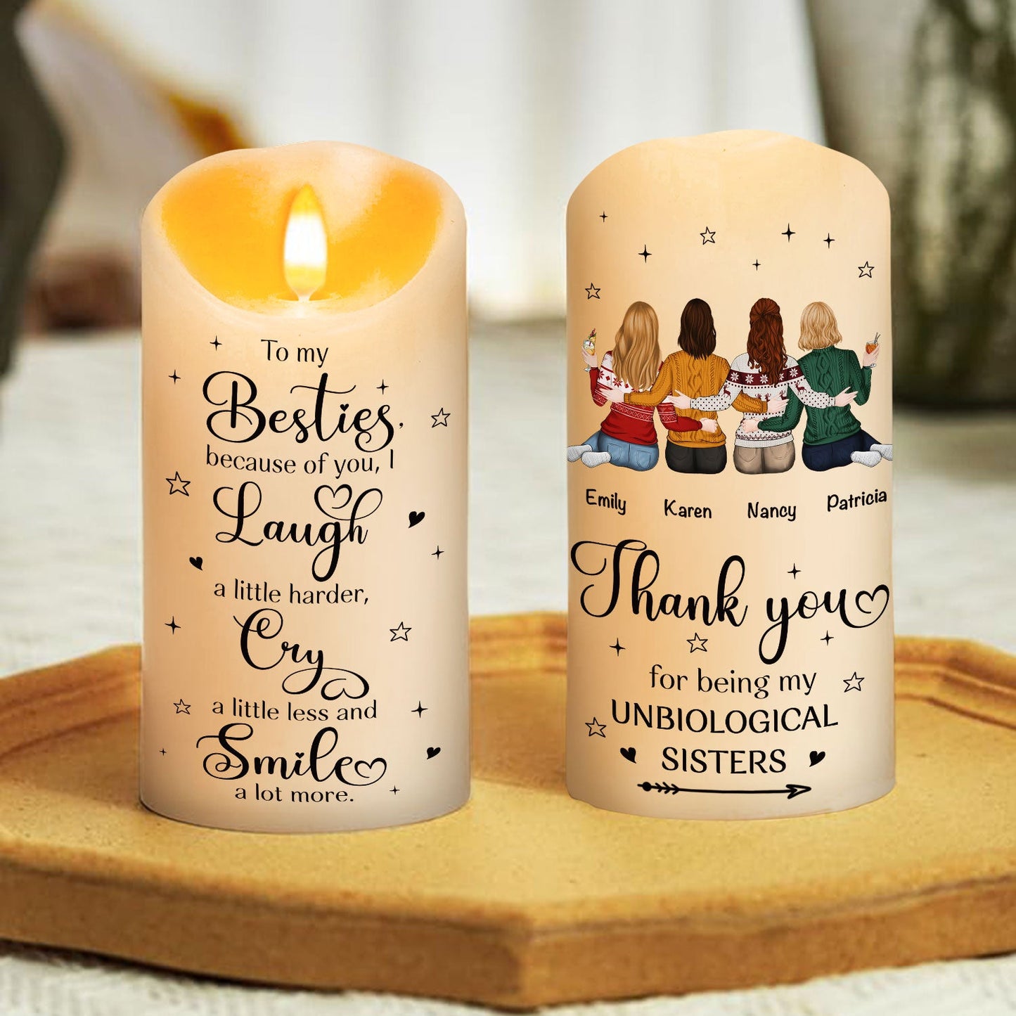 Thank You For Being My Unbiological Sister - Personalized Custom LED Candle