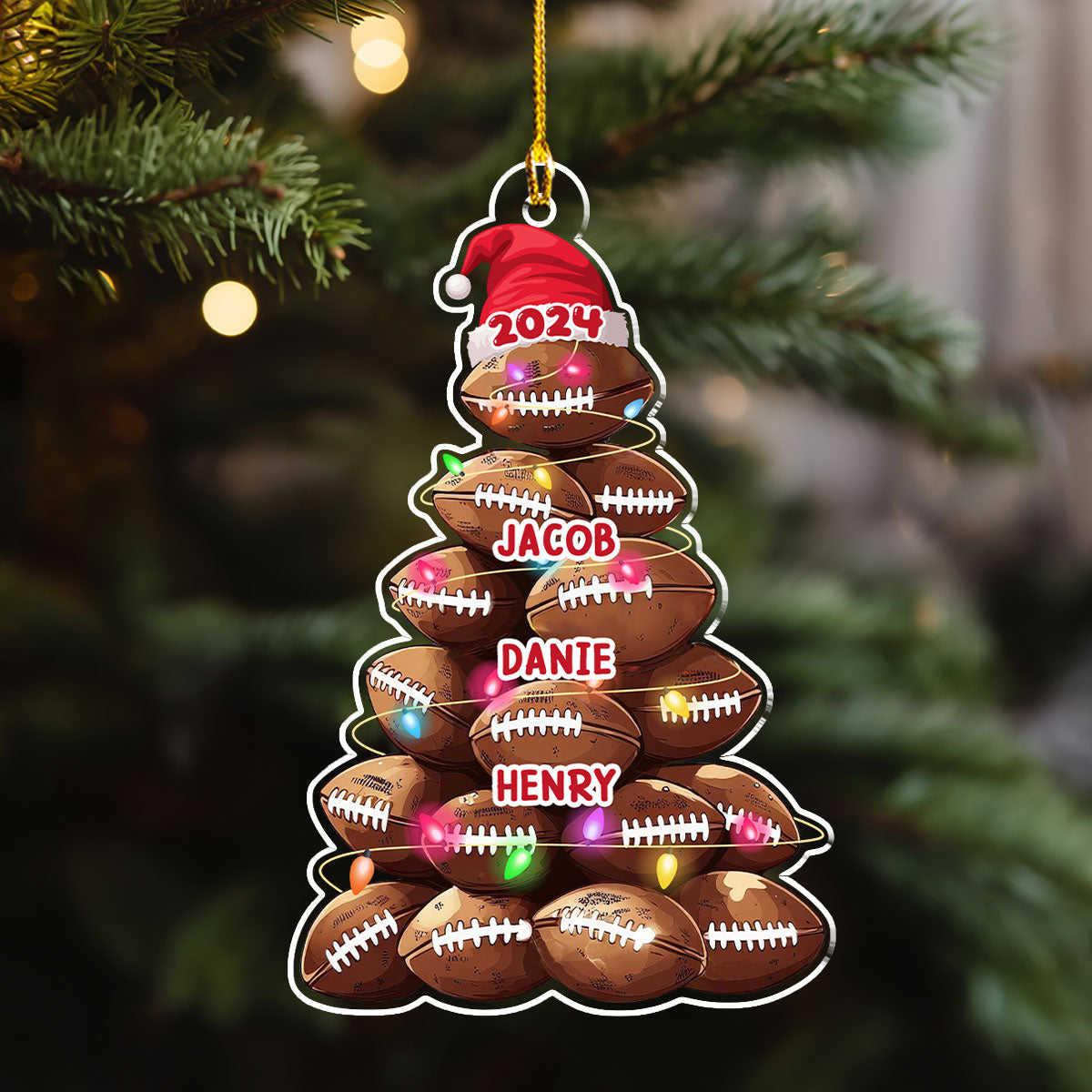 Family Football Team Christmas - Personalized Custom Acrylic Ornament