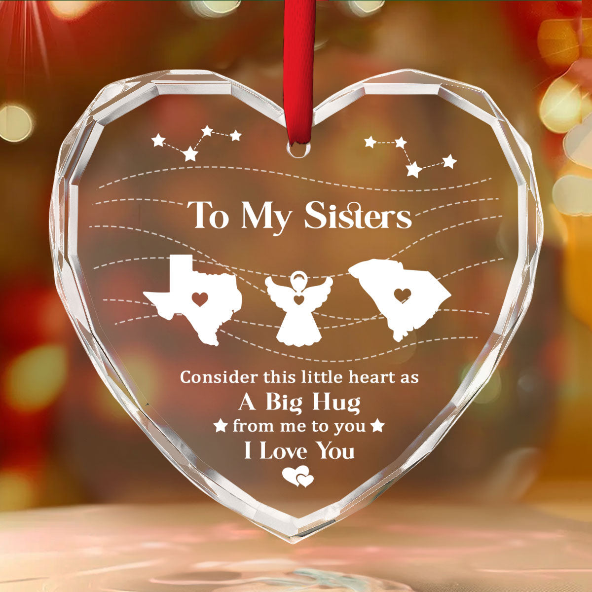 Big Hug To My Sisters - Personalized Custom Glass Ornament