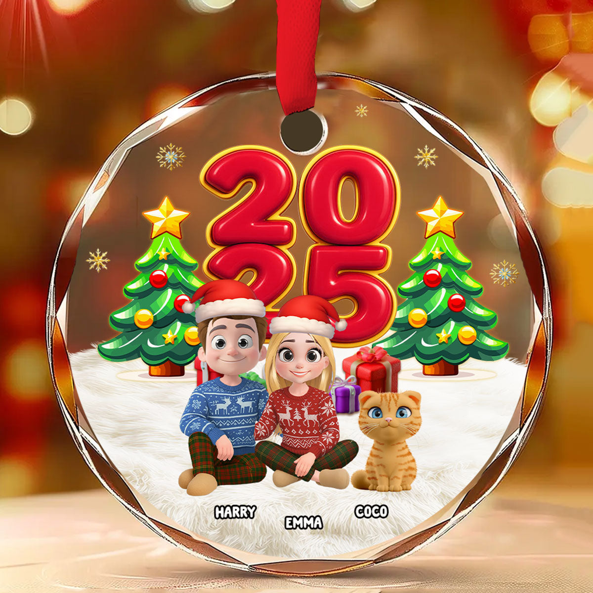 You Me And Our Kid Pet - Personalized Custom Glass Ornament