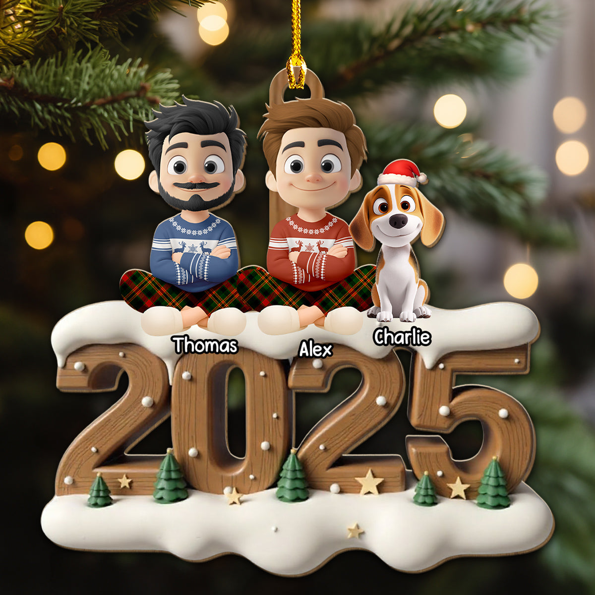 Together This Year Onwards - Personalized Custom 3D Effect Wood Ornament