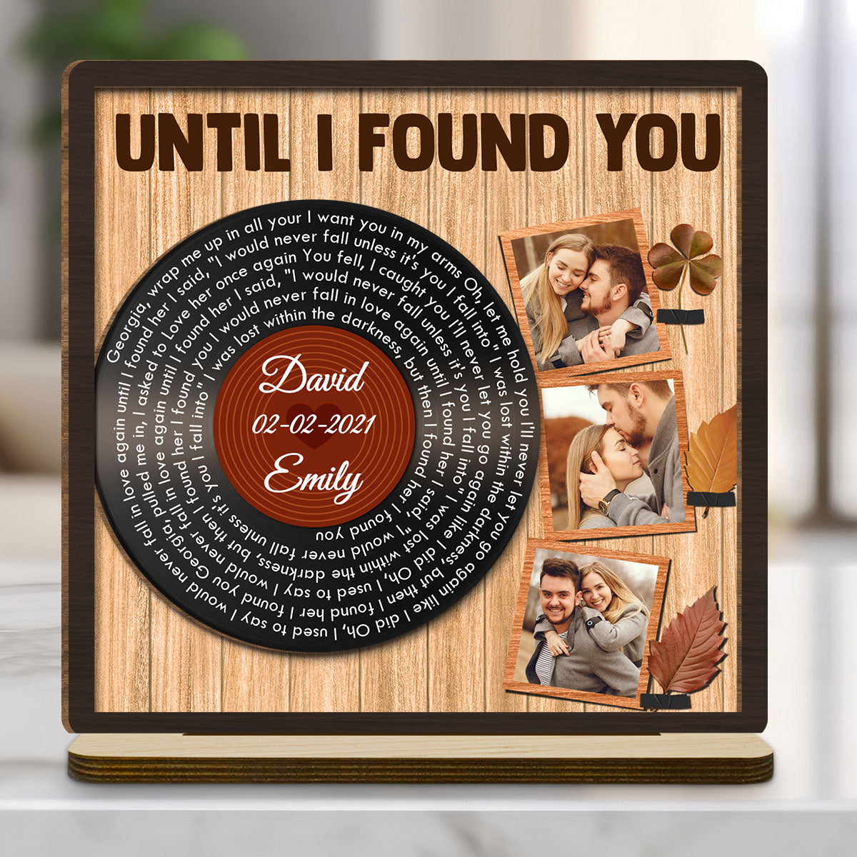 Endless Love Song Keepsake - Personalized Custom 2-Layer Wood Plaque With Flat Base