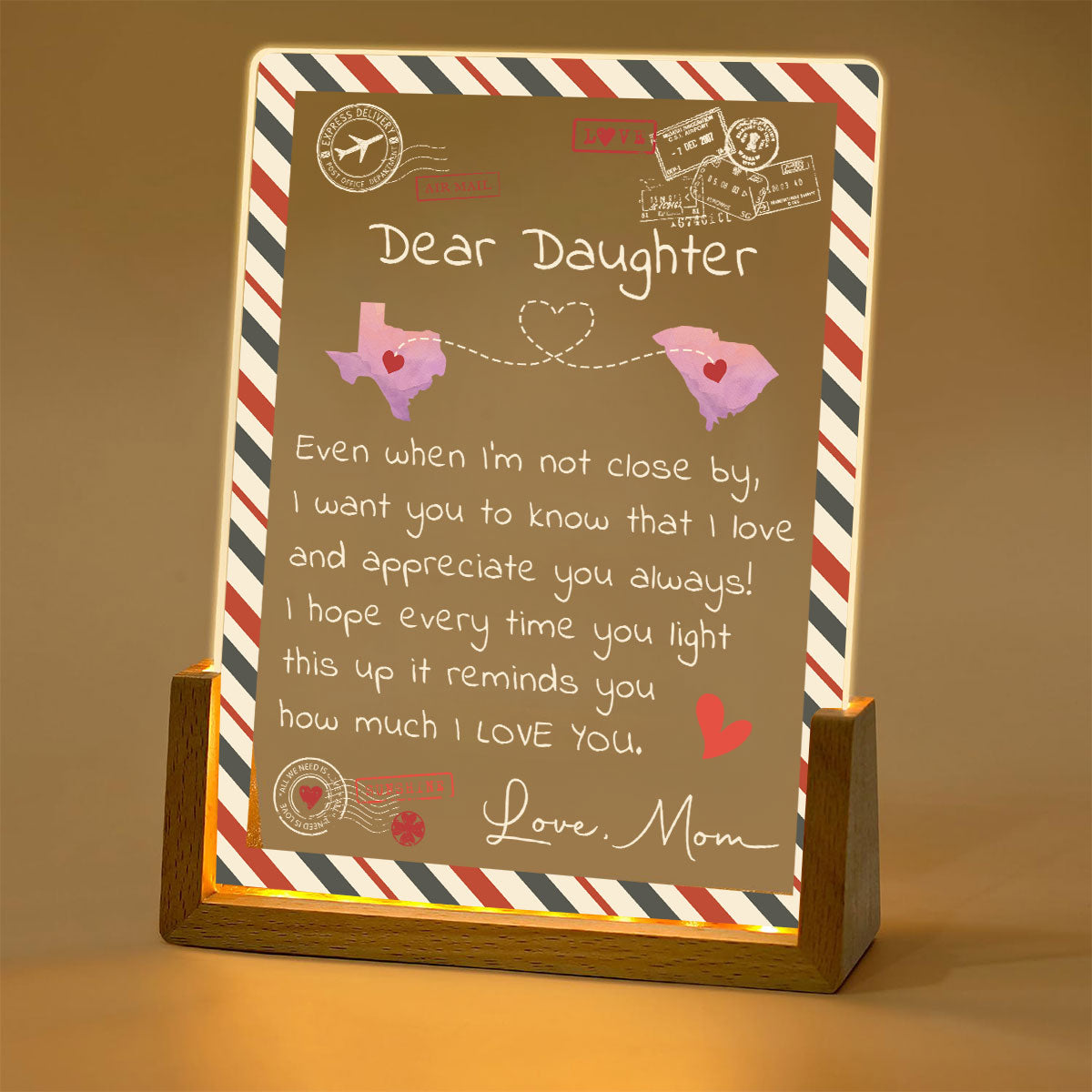 Daughter You Are My Sunshine - Personalized Custom Plaque With Walnut Base