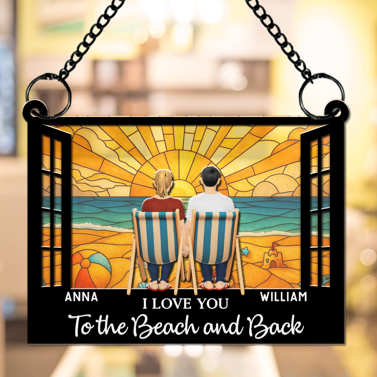 You And Me And The Beach - Personalized Custom Suncatcher