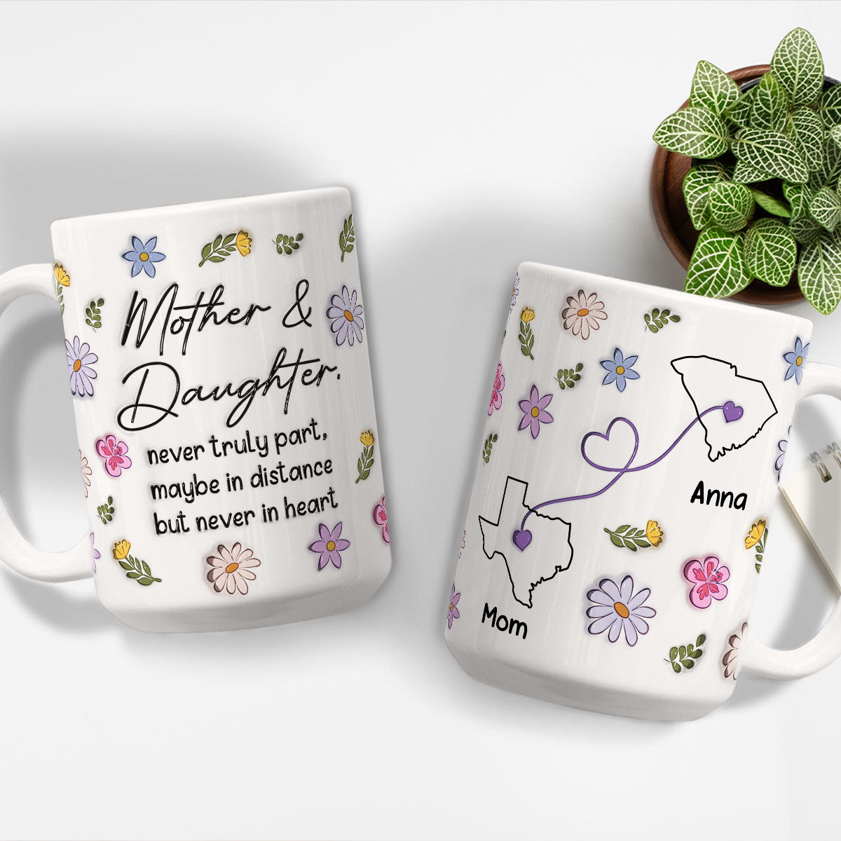 Never Truly Part - Personalized Custom 3D Inflated Effect Mug