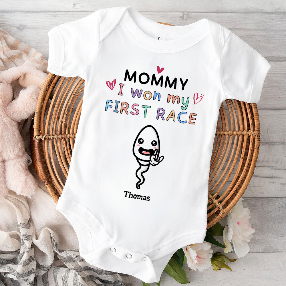 Mummy I Won First Race - Personalized Custom Baby Onesie
