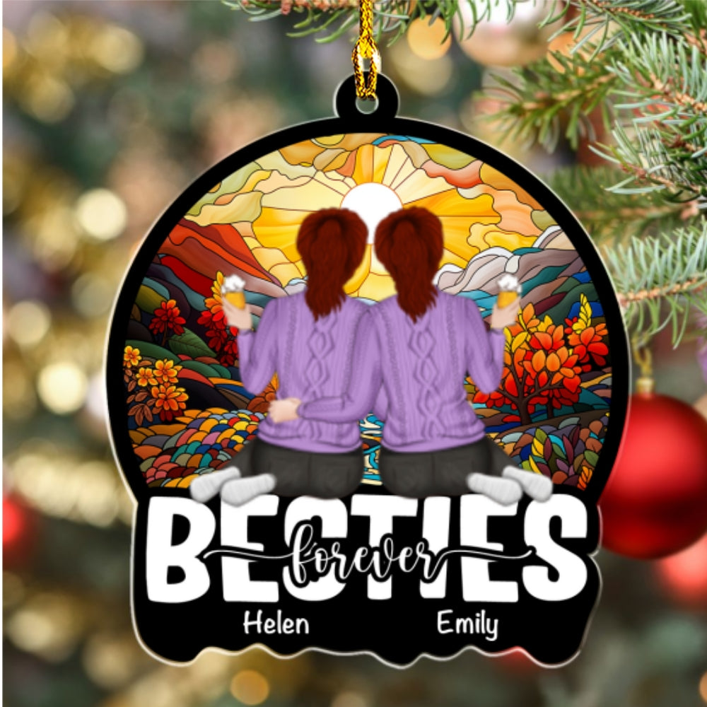 Besties Sitting Together - Personalized Custom Acrylic Ornament