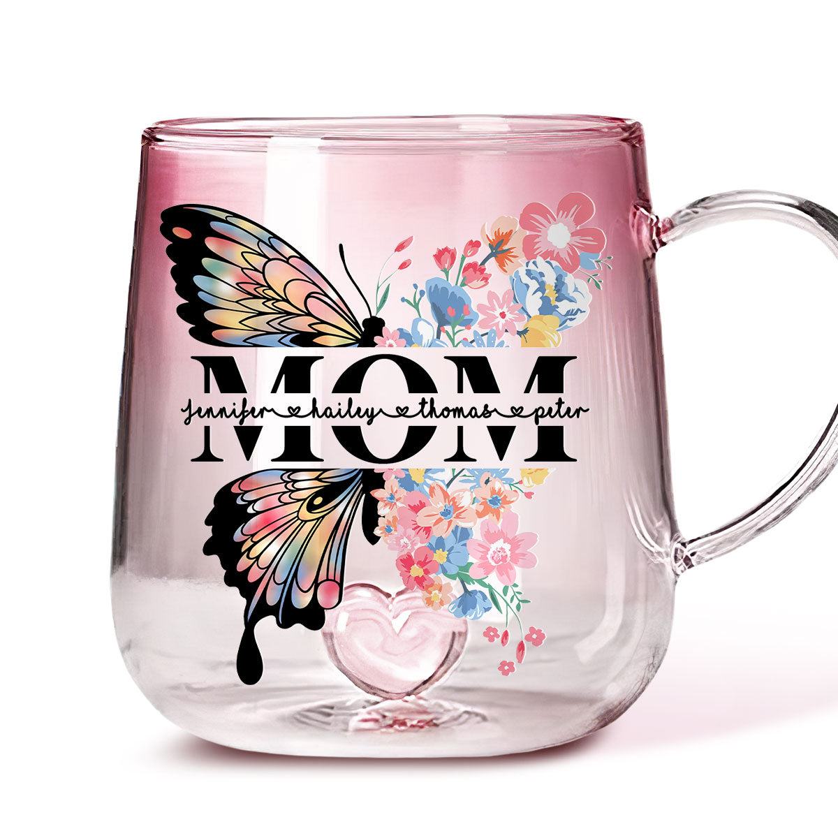 Lovely Butterfly - Personalized Custom Pink Gradient Glass Mug