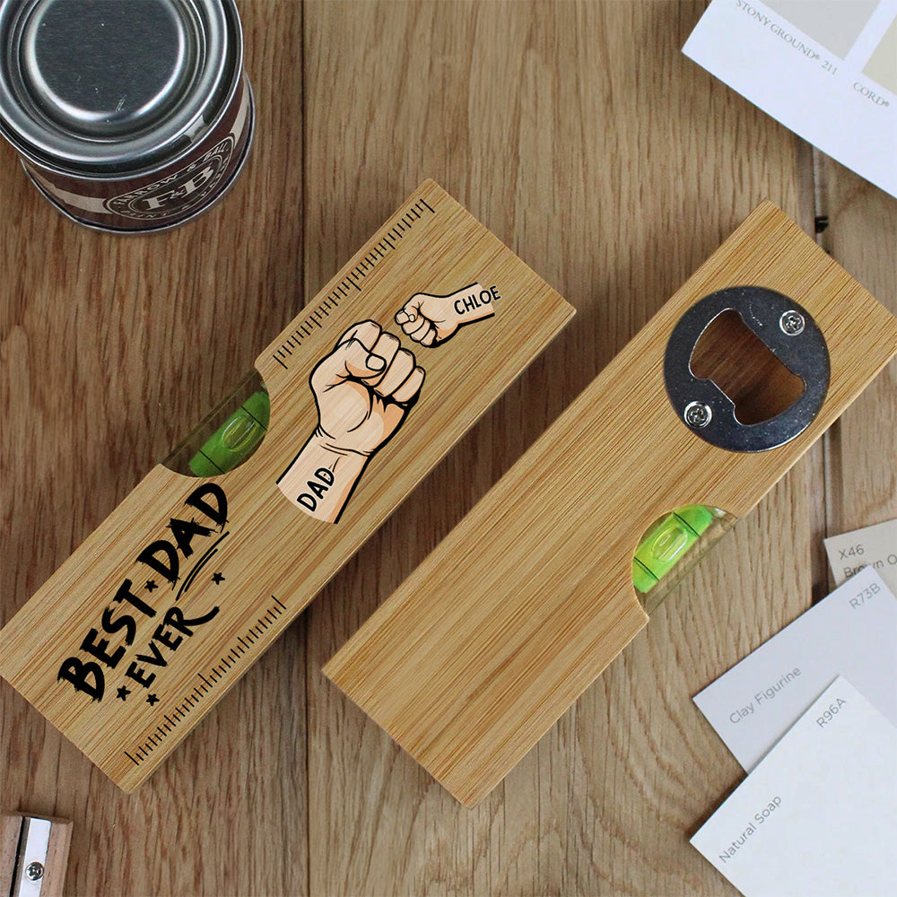 The Best Dad Grandpa Ever - Personalized Custom Wooden Spirit Level Bottle Opener
