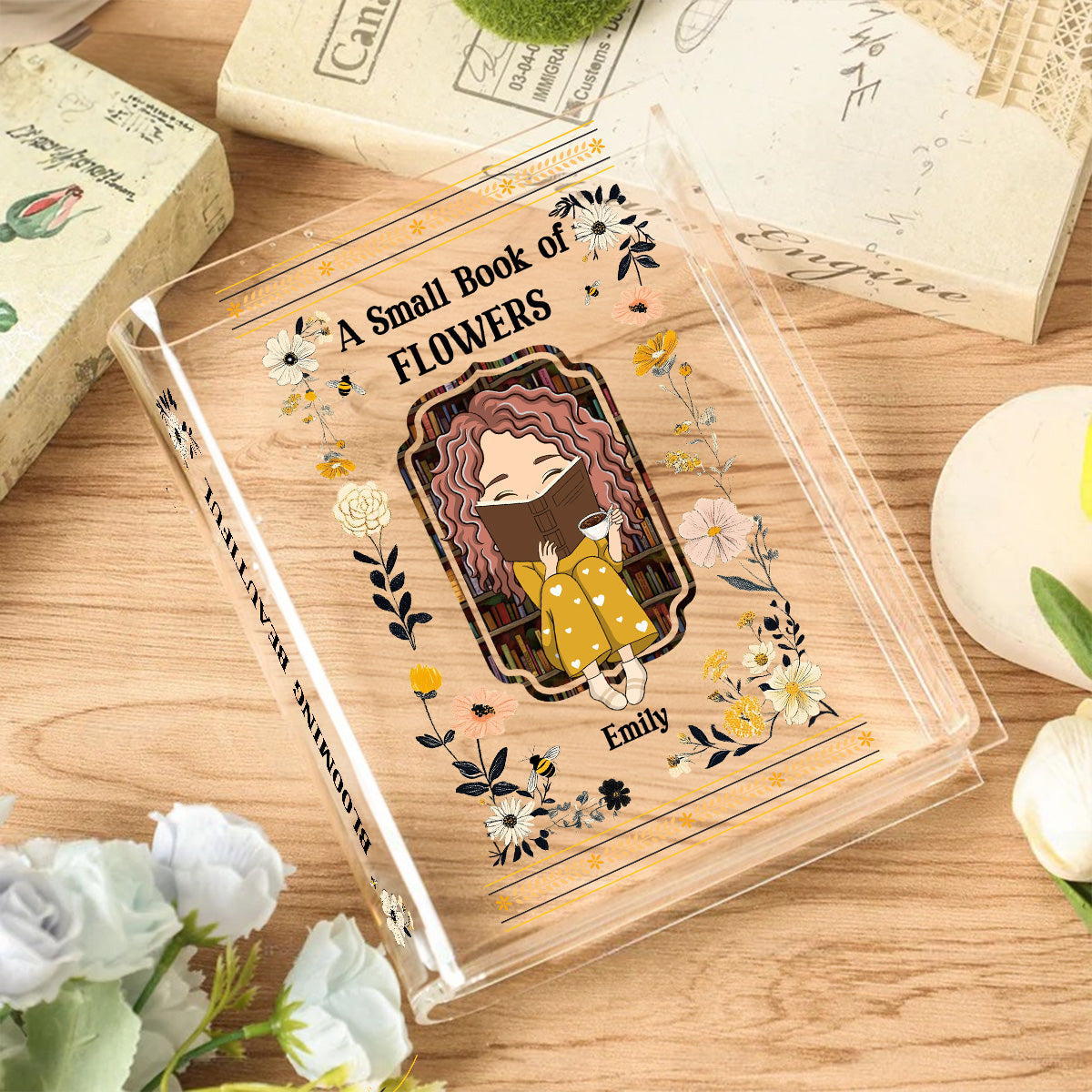 A Small Book Of Flowers - Personalized Custom Acrylic Book Vase