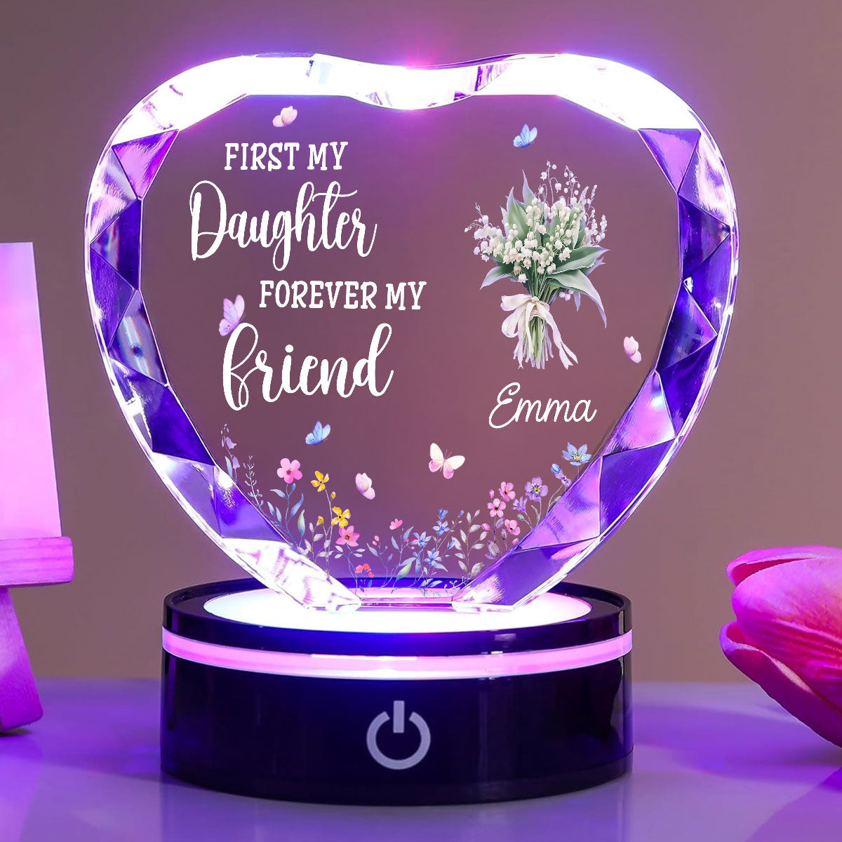 First My Daughter Forever My Friend - Personalized Custom Crystal Led Light