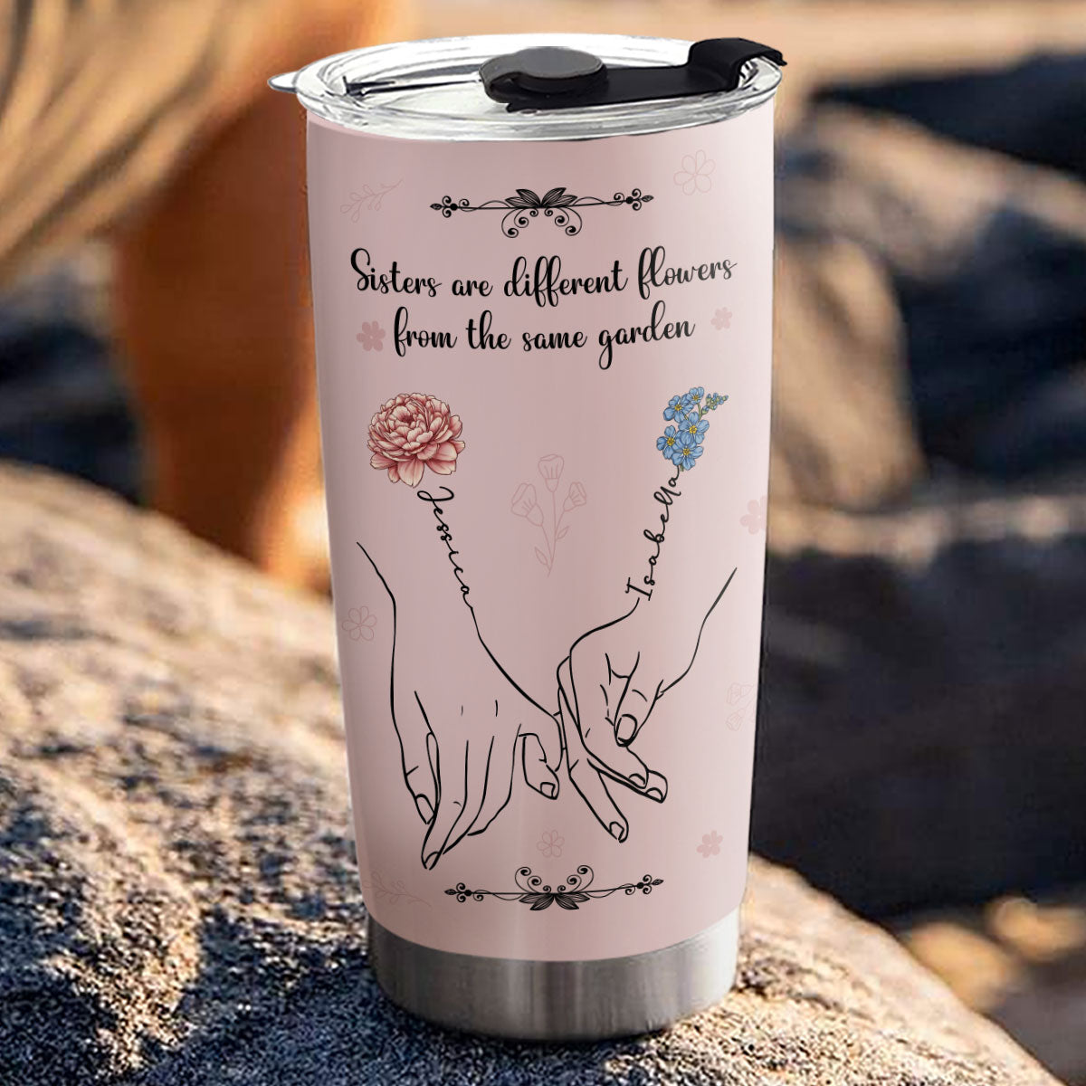 Flower Hands In Hands - Personalized Custom Tumbler