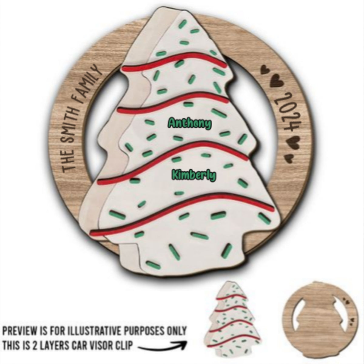 Oh Family Tree Cake - Personalized Custom Car Visor Clip