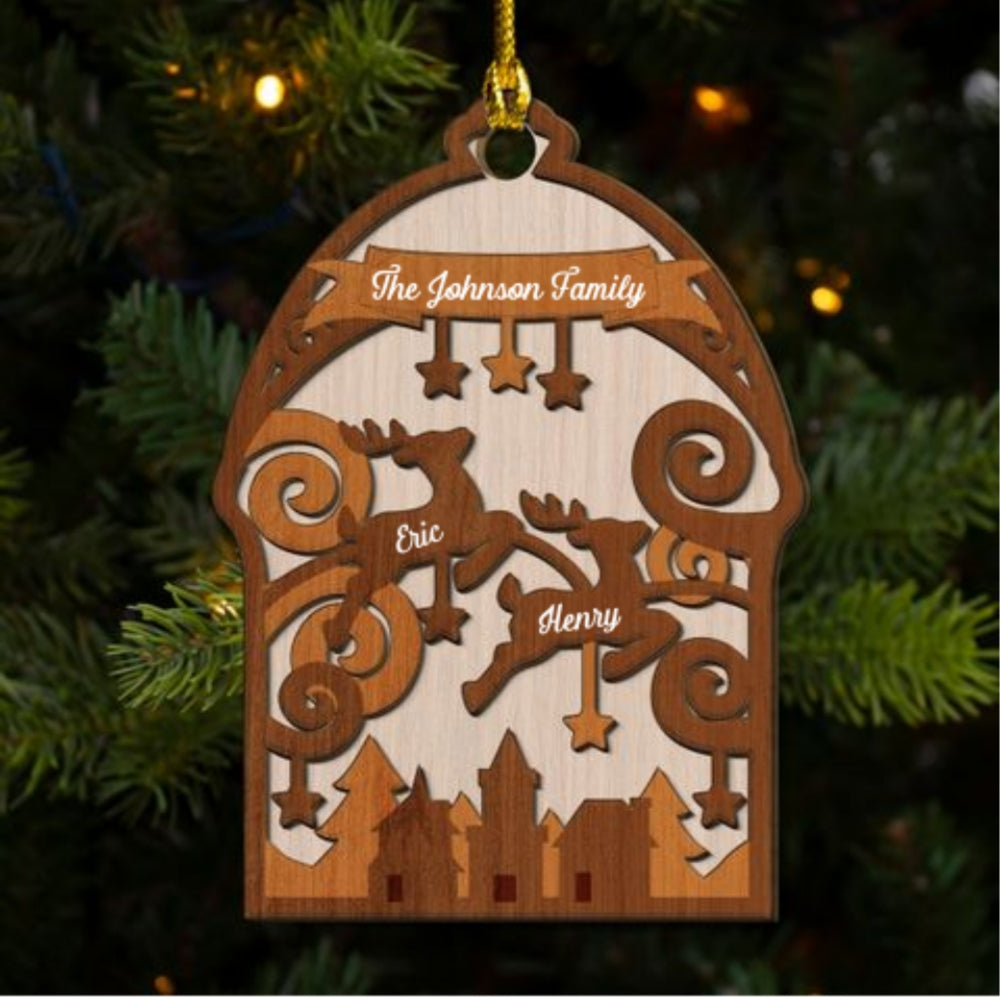 Family Merry Go Round - Personalized Custom 2-Layered Wood Ornament