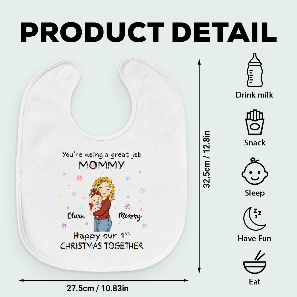 Christmas Together - Personalized Custom Baby Bib