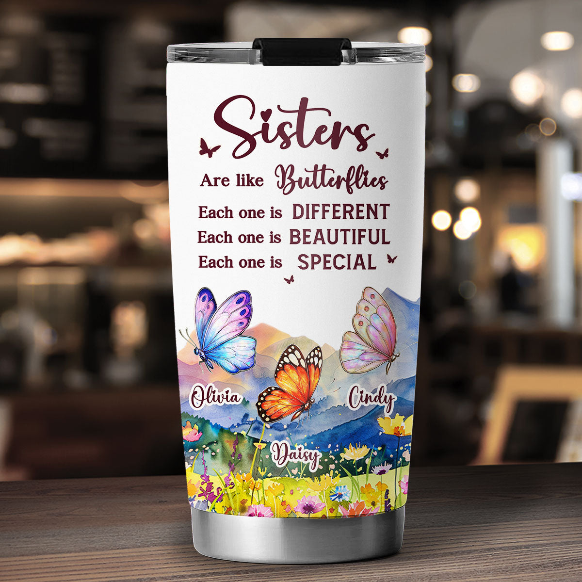 Sisters Are Like Butterflies - Personalized Custom Tumbler