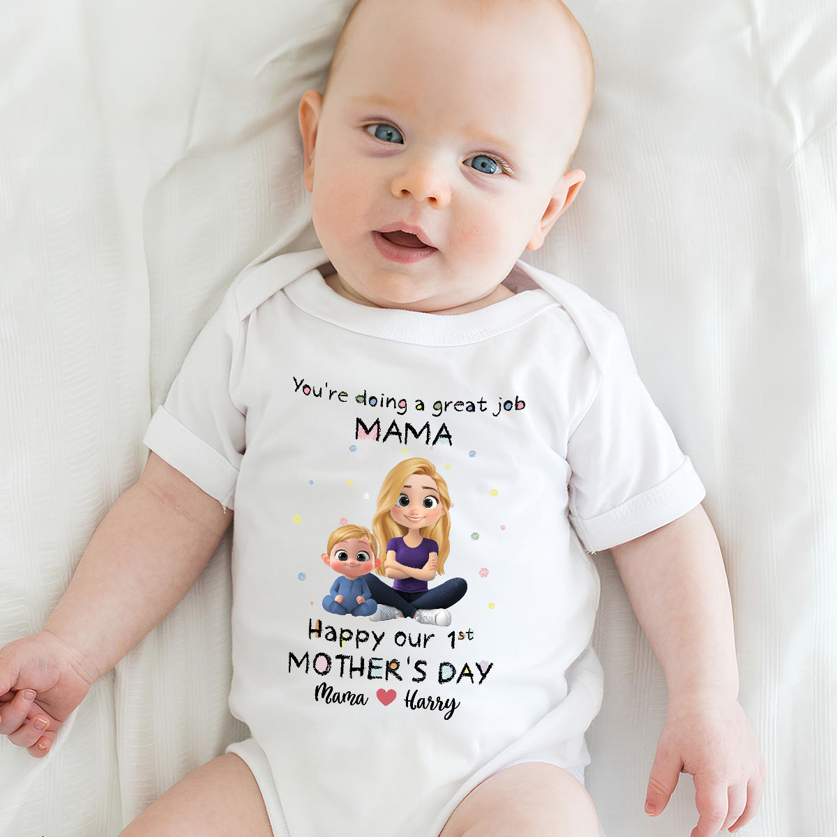 Mommy Doing A Great Job Happy Mother Day - Personalized Custom Baby Onesie