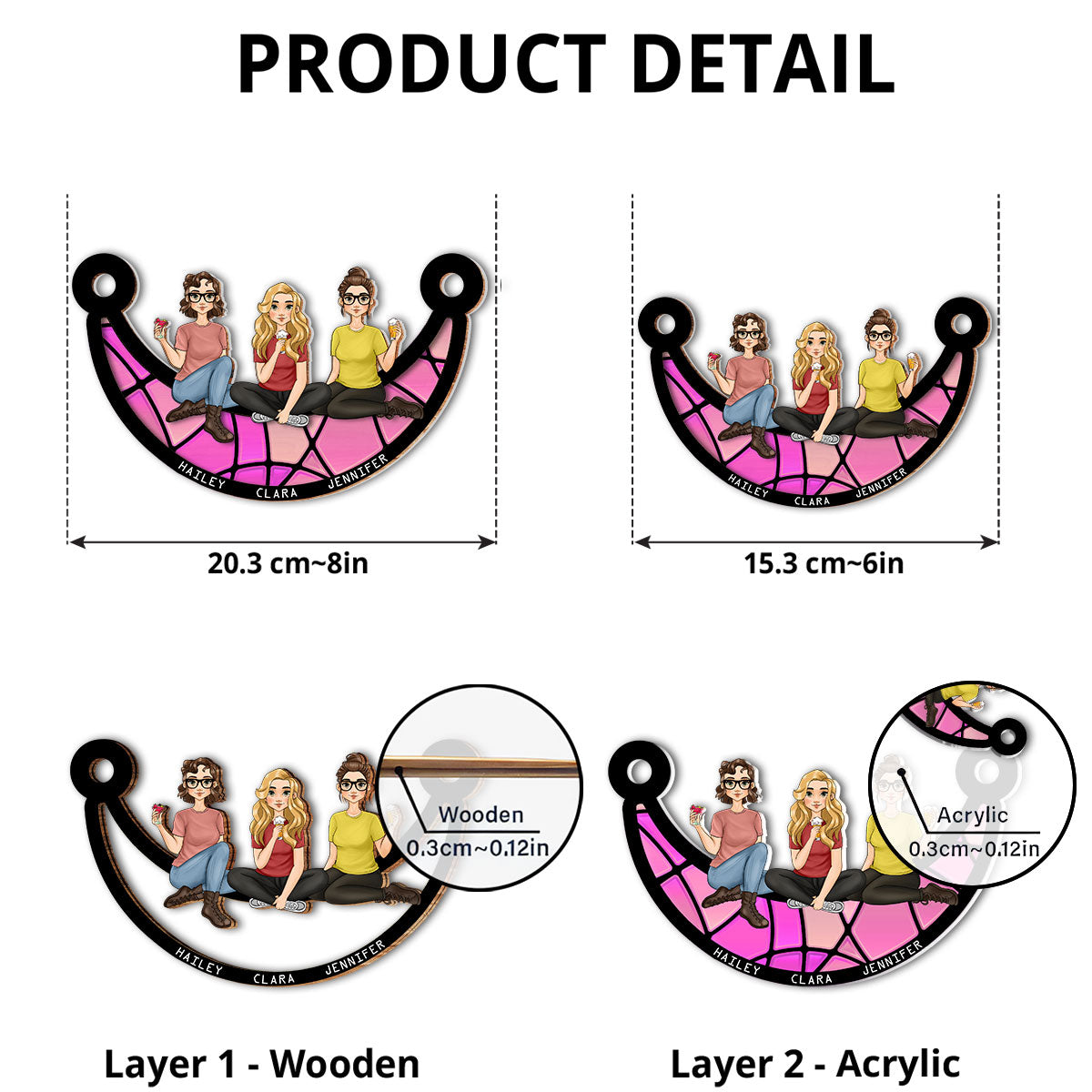 Best Friends Sitting On The Moon - Personalized Custom Suncatcher