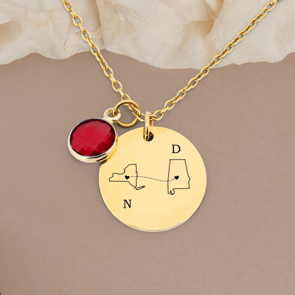 I Wish We Lived Closer - Personalized Custom Birthstone Necklace