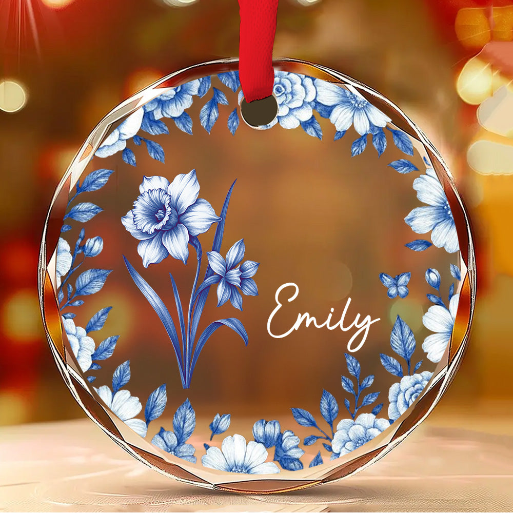 Friends Are Flowers That Never Fade Toile - Personalized Custom Glass Ornament