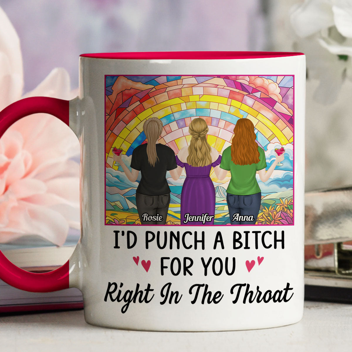 Punch A Bitch For You My Bestie - Personalized Custom Accent Mug
