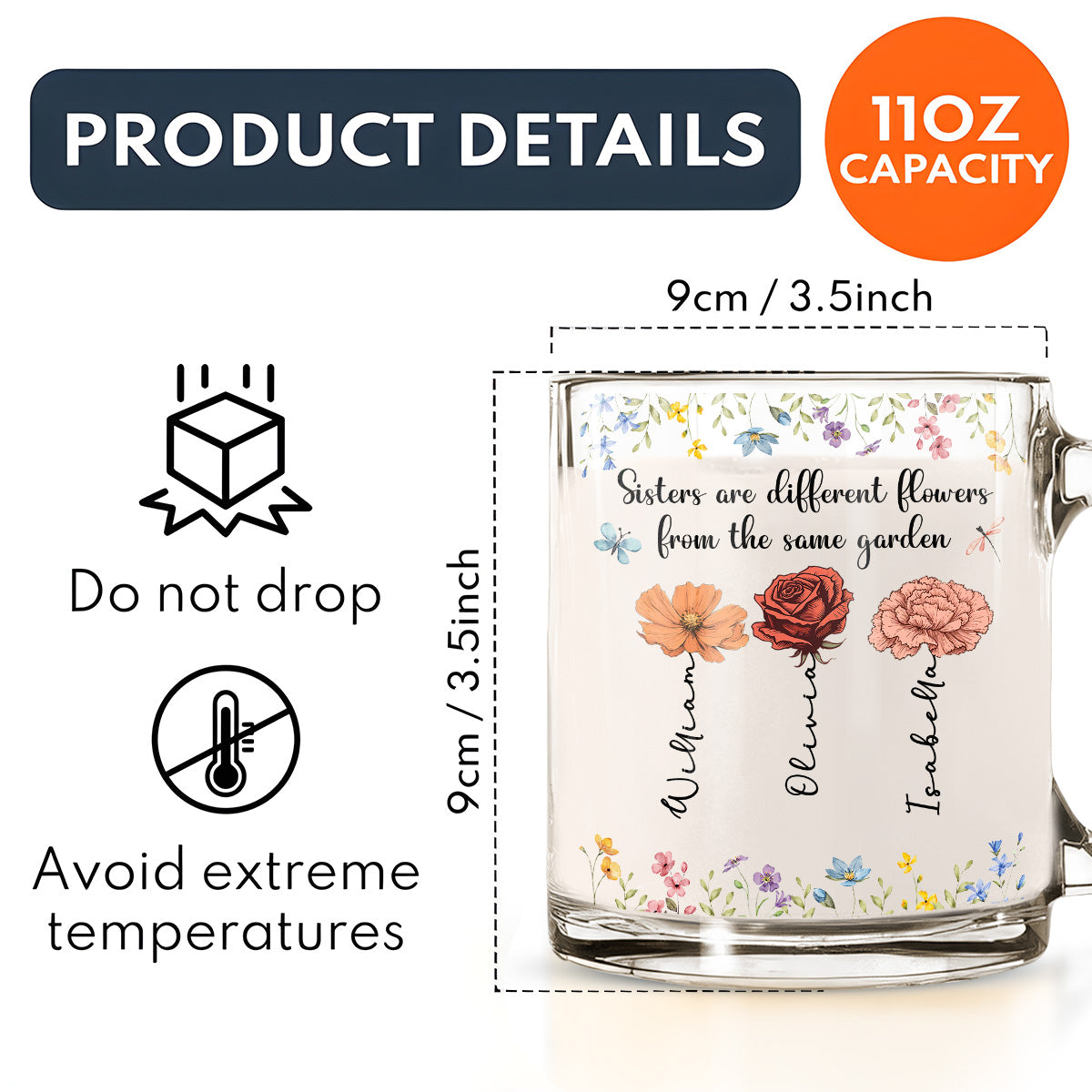 Sisters Are Different Flowers - Personalized Custom Glass Mug