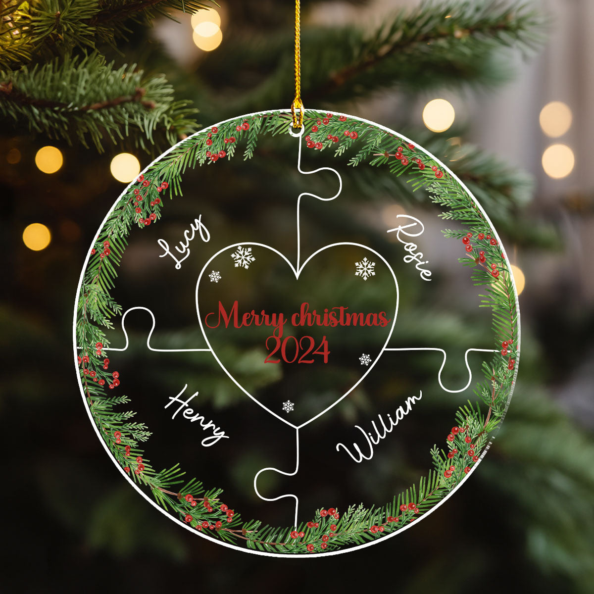 Merry And Bright - Personalized Custom Acrylic Ornament