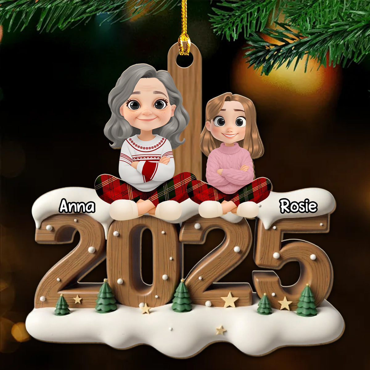 Your Grandma This Year Onwards - Personalized Custom 3D Effect Wood Ornament