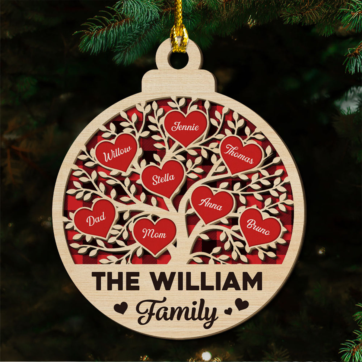 Together We Make A Family - Personalized Custom 2-layered Wood Ornament