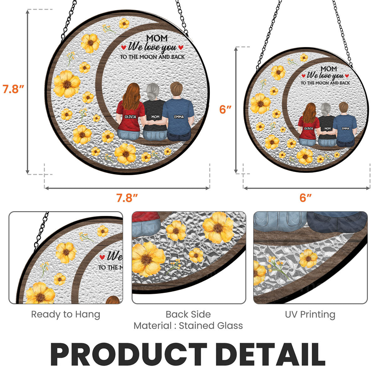 We Love You To The Moon And Back - Personalized Custom Window Hanging Suncatcher