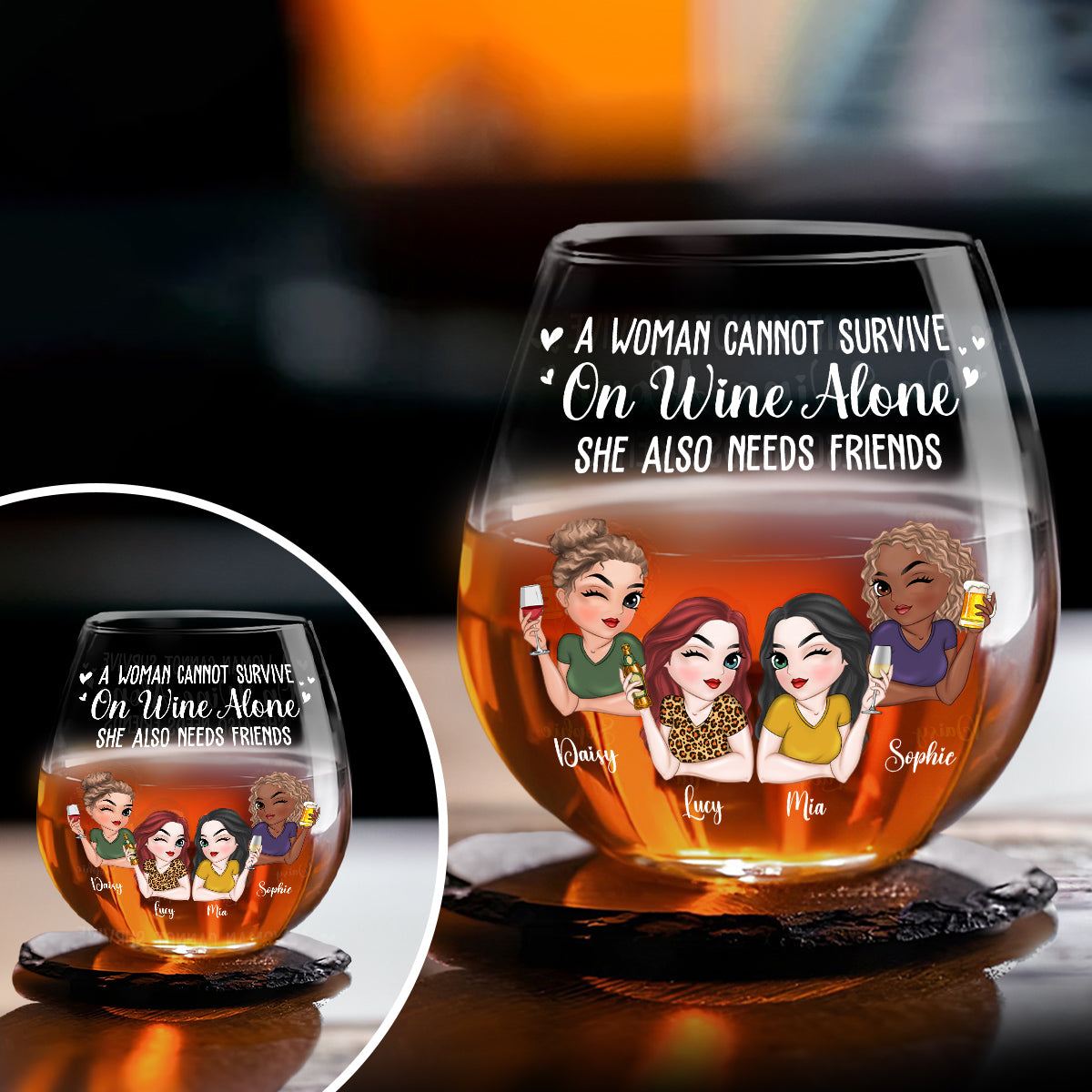 A Woman Cannot Survive On Wine Alone - Personalized Custom Wine Glass
