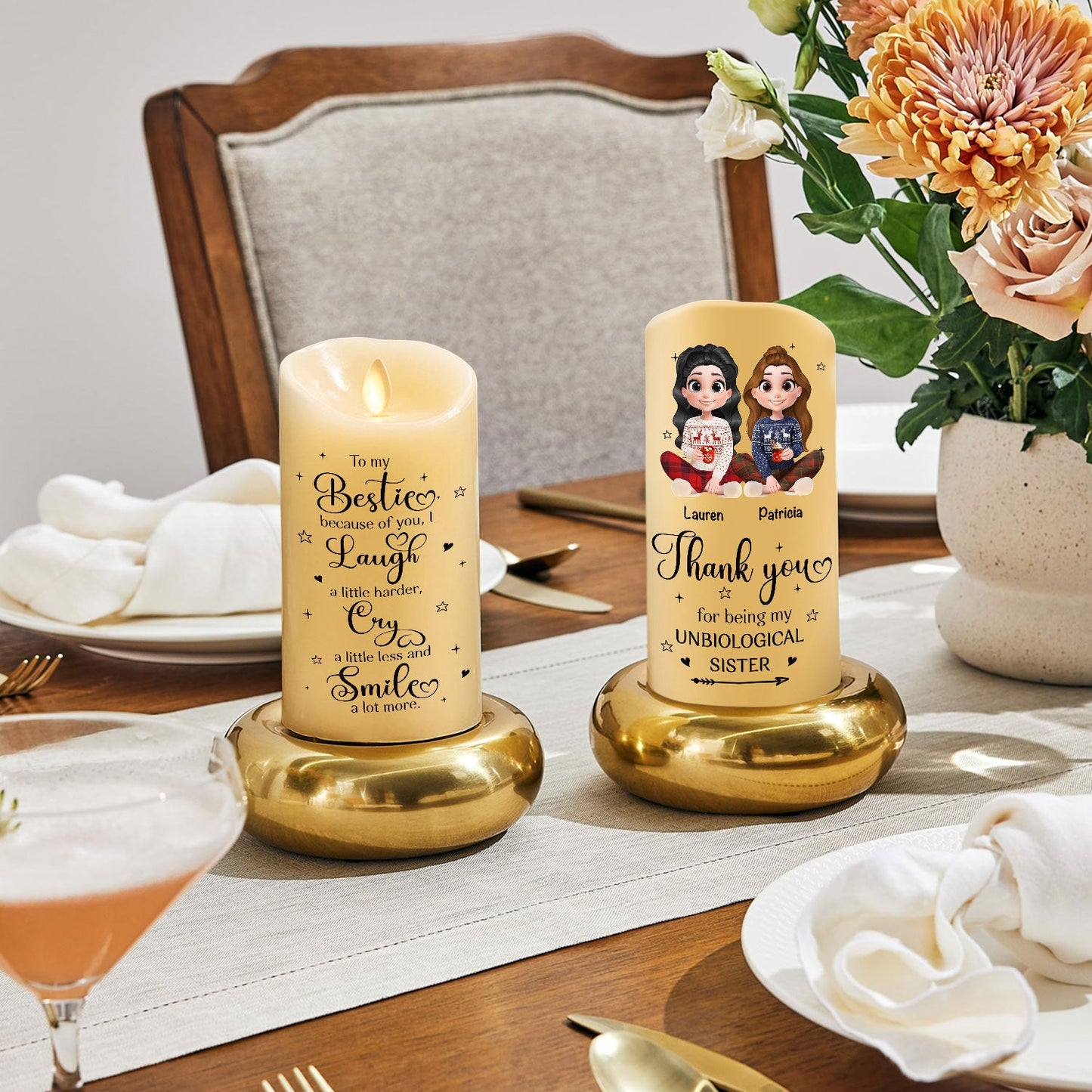 Thank You For Being My Unbiological Sister - Personalized Custom LED Candle