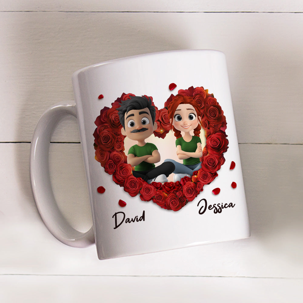 Romantic Red Rose Couple - Personalized Custom Coffee Mug