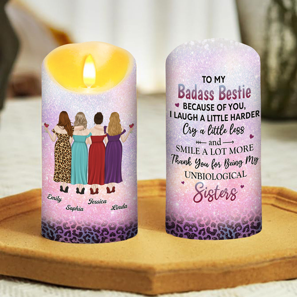 To My Badass Unbiological Sister - Personalized Custom LED Candle