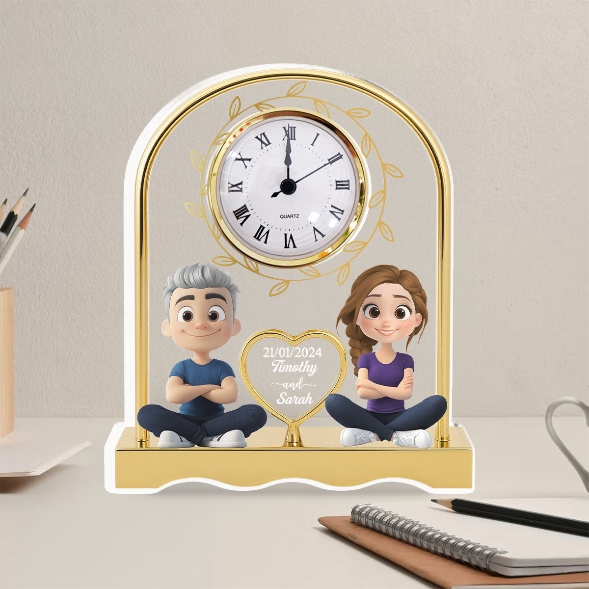 Together Forever - Personalized Custom Acrylic Desk Clock Plaque