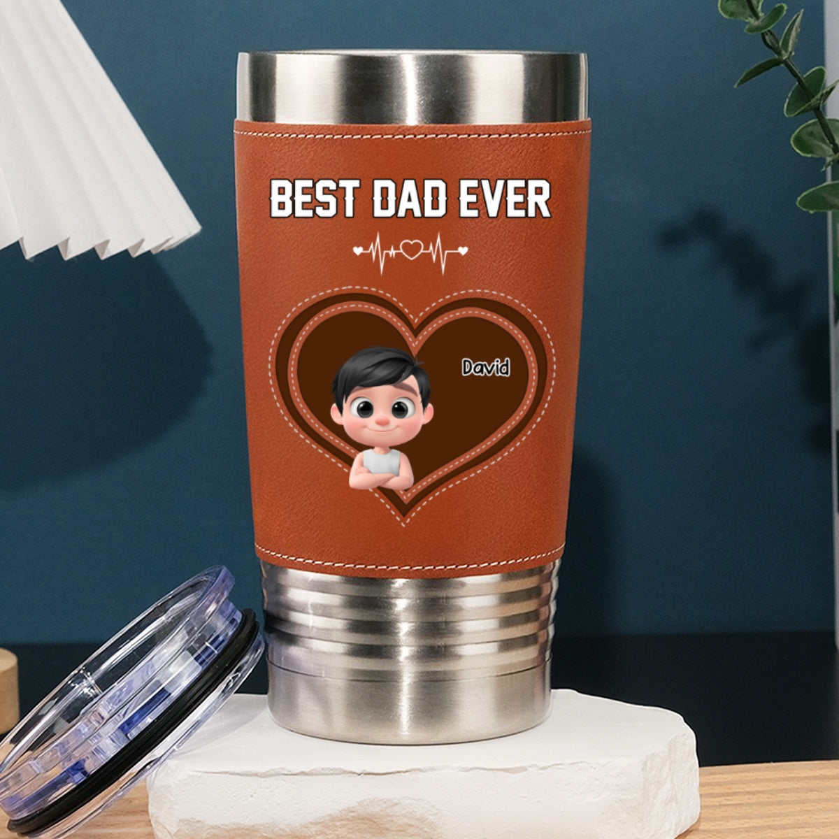Best Dad - Personalized Custom Leather Tumbler