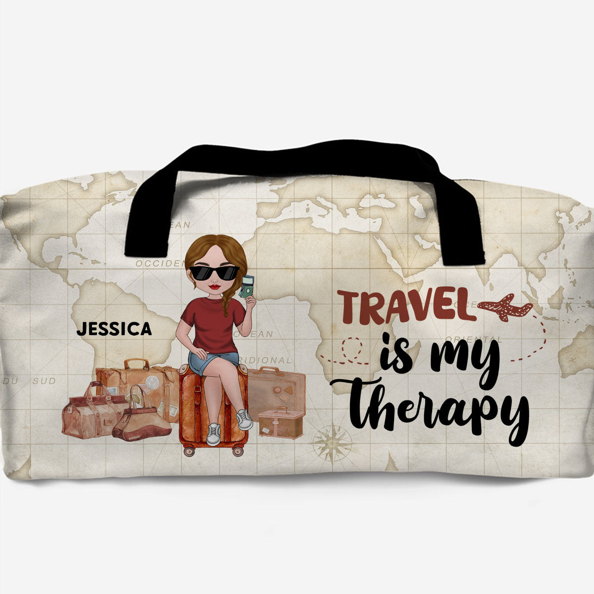 Travel Is My Therapy - Personalized Custom Duffle Bag
