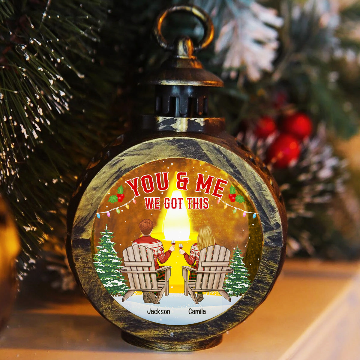 You And Me - Personalized Custom Christmas Lantern