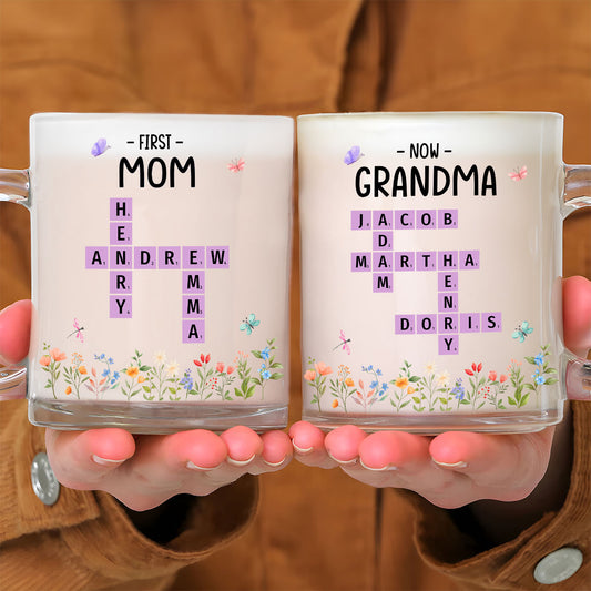 First Mom Now Grandma Crossword - Personalized Custom Glass Mug