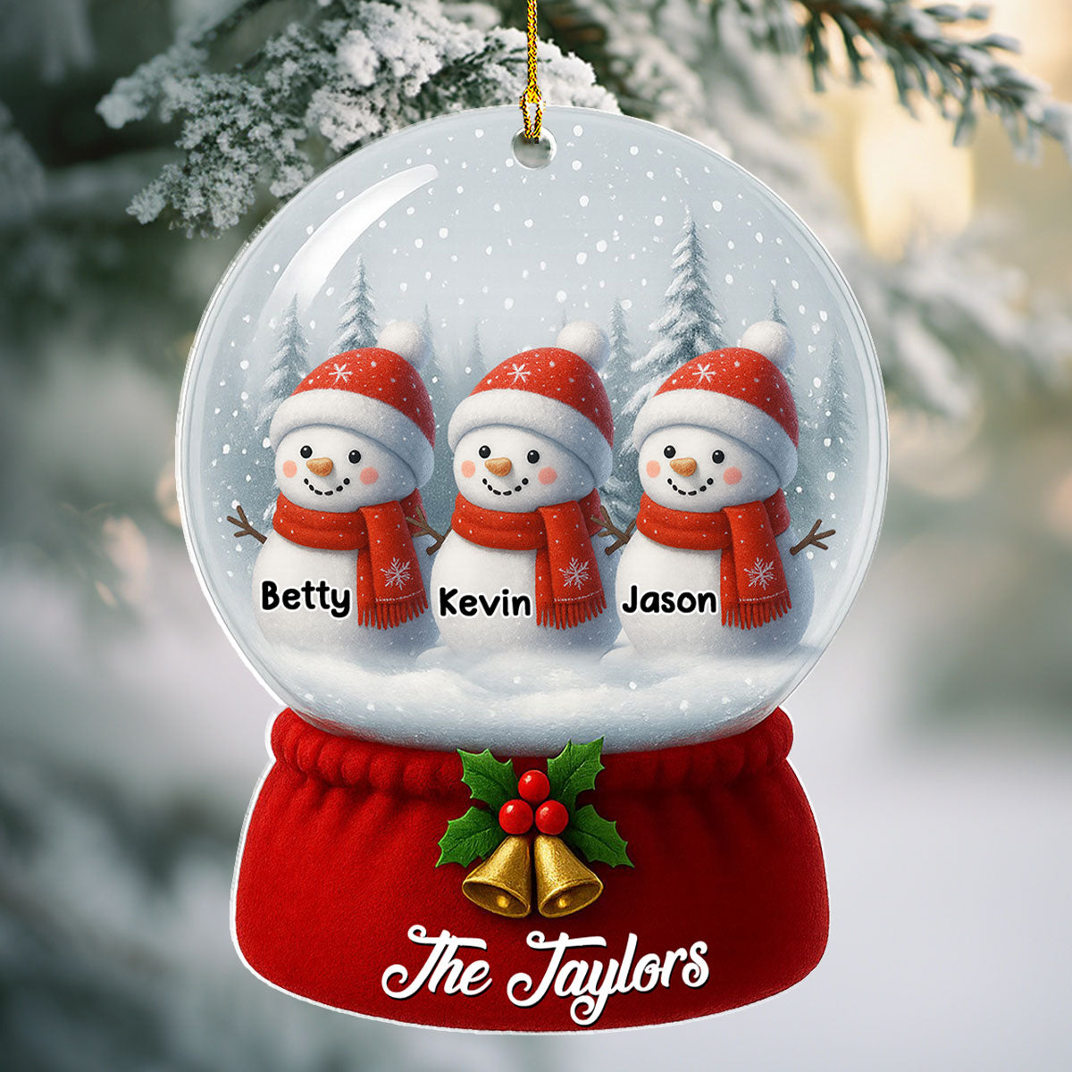 Snowman Family Christmas Ver New - Personalized Custom Acrylic Ornament