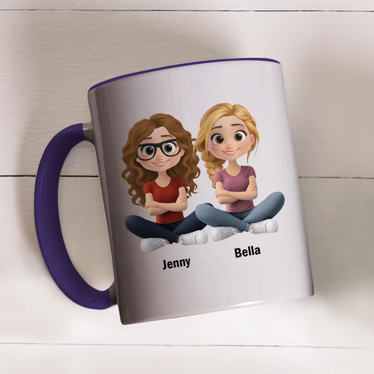 Best Besties - Personalized Custom 3D Inflated Effect Accent Mug