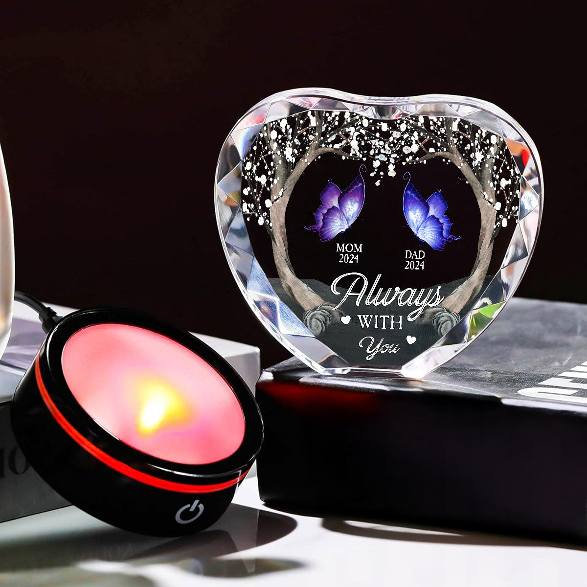Always With You - Personalized Custom Crystal Led Light