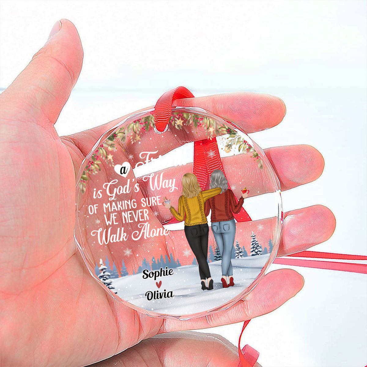 We Never Walk Alone - Personalized Custom Glass Ornament